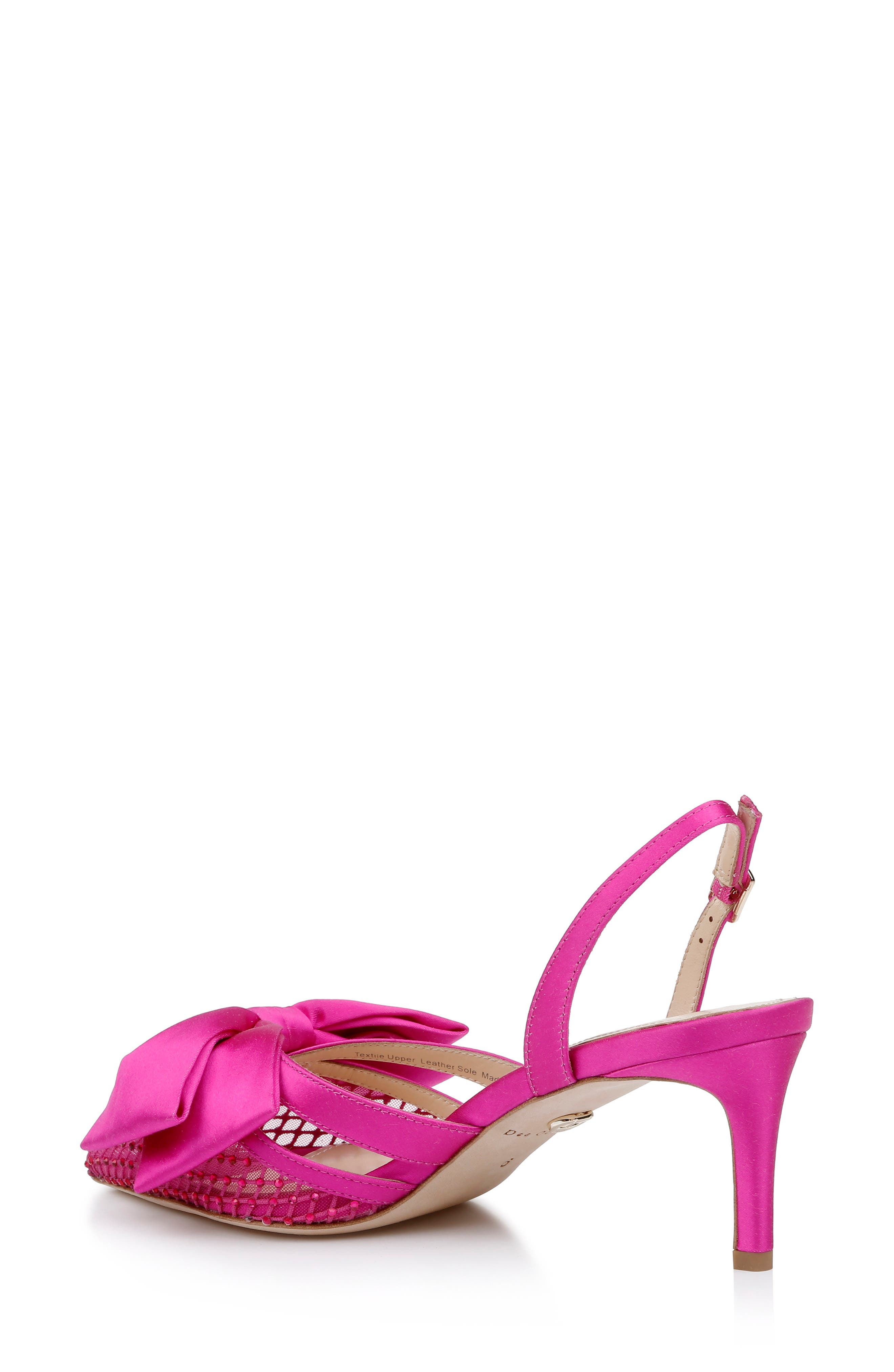 Dee Ocleppo Brazil Crystal Bow Slingback Pump, Alternate, color, Pink Satin