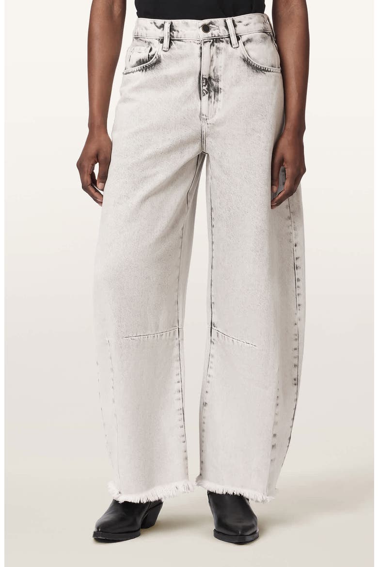Payton Raw Hem Crop Wide Leg Jeans, Main, color, BLEACHED GREY