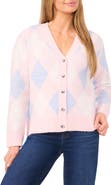 CeCe Heart Button Argyle Cardigan