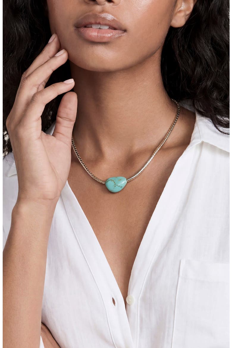 Turquoise Pendant Bead Necklace, Alternate, color, TURQUOISE AND SILVER