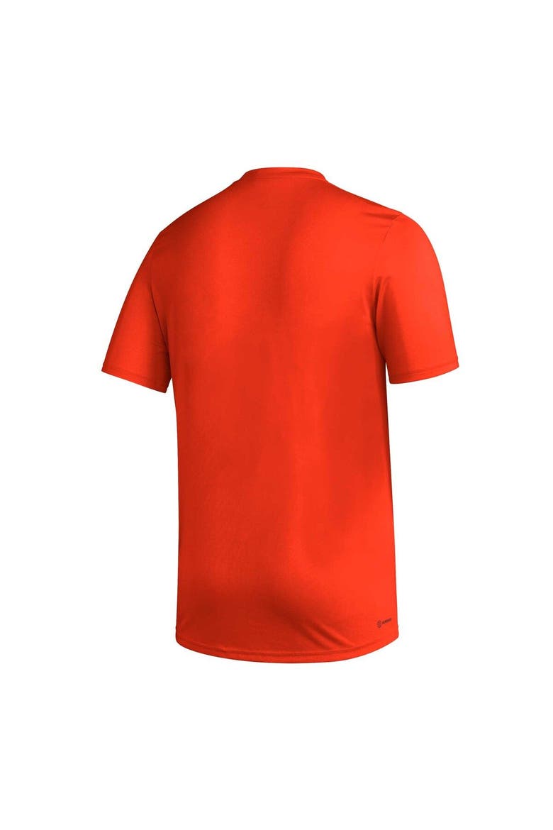 Men's adidas Orange Miami Hurricanes AEROREADY Pregame T-Shirt, Alternate, color, Orange