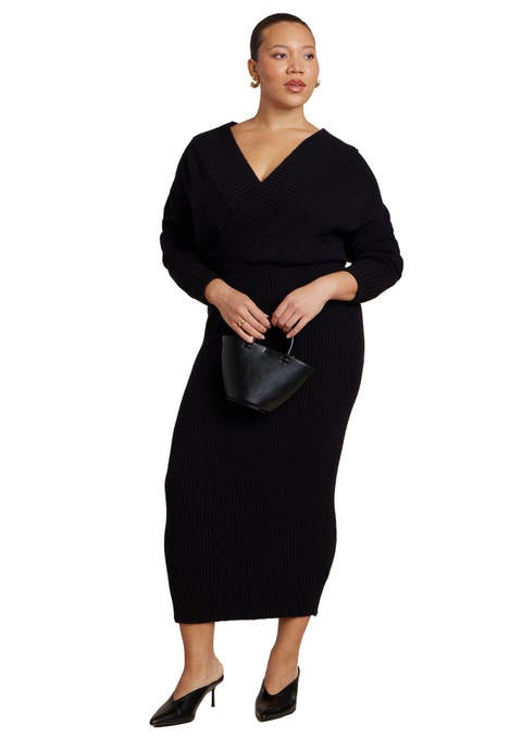 Wrap Sweater Maxi Dress (Plus)