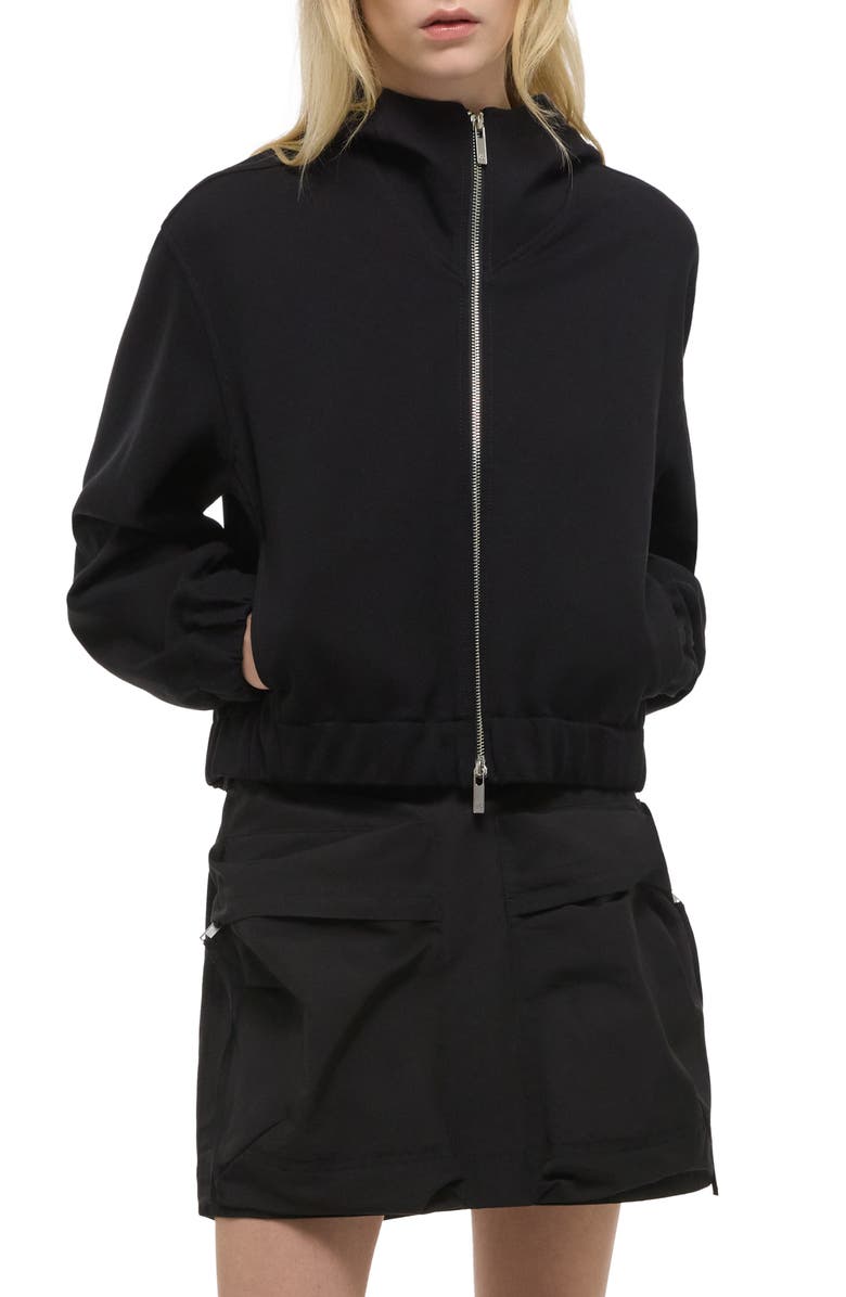 Helmut Lang Hooded Front Zip Jacket, Alternate, color, Black