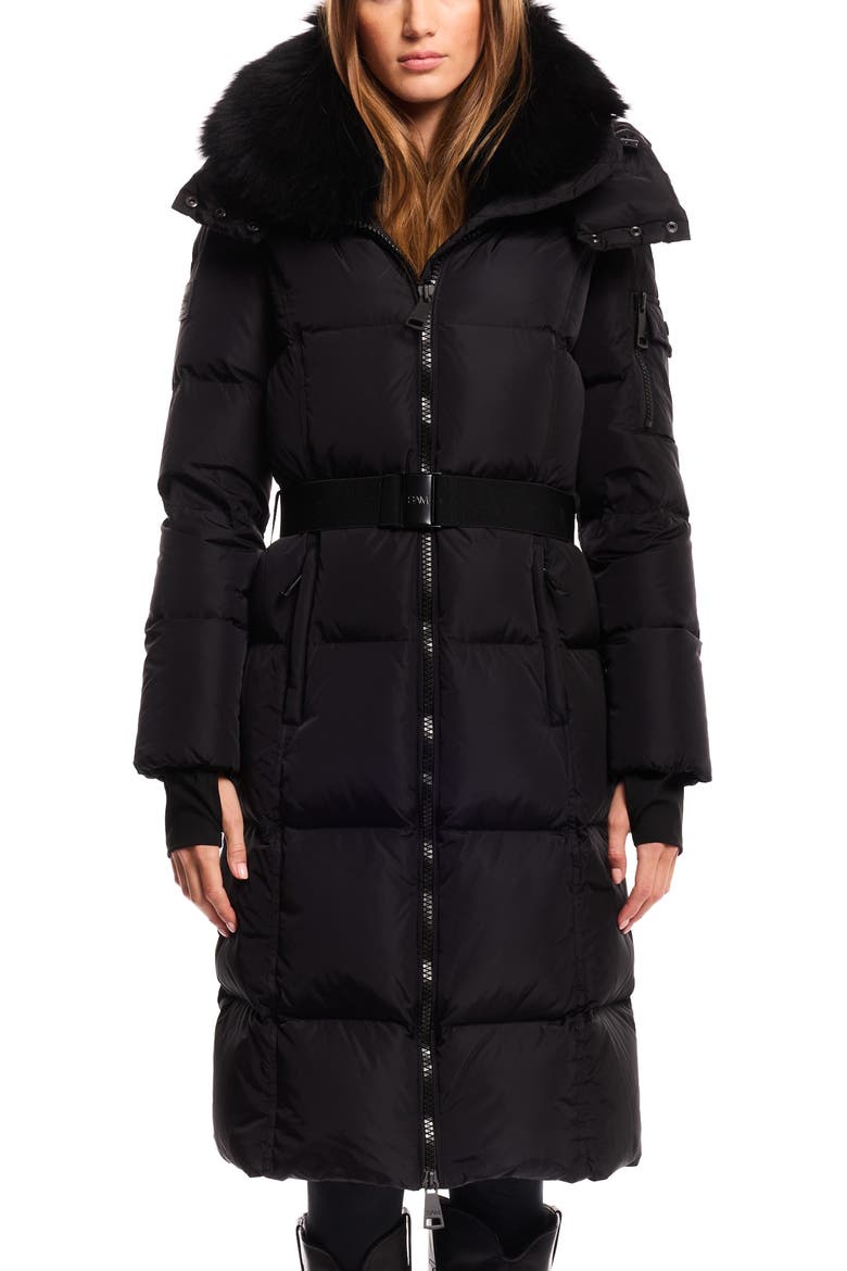 Luxe Long Noho Water Resistant Down Puffer Coat, Main, color, MATTE BLACK