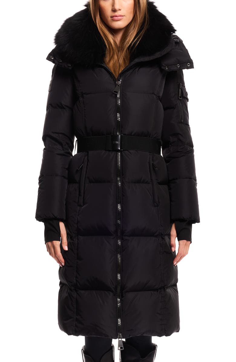 SAM. Luxe Long Noho Water Resistant Down Puffer Coat, Main, color, Matte Black