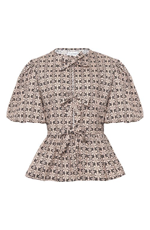 The Lulo Project Orquid Tie Front Stretch Cotton Top In Multi