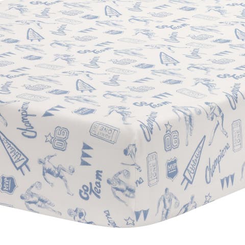 Pep Rally Cotton Blue Sports Baby Fitted Crib/toddler Sheet