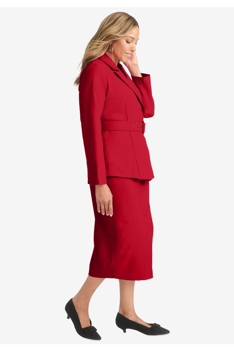 Belted Skirt Suit, Alternate, color, CLASSIC RED