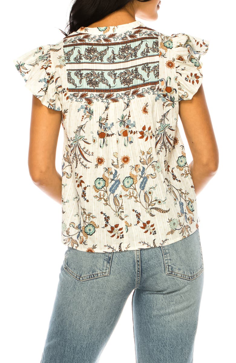 A COLLECTIVE STORY Floral Split Neck Cotton Top, Alternate, color, 
