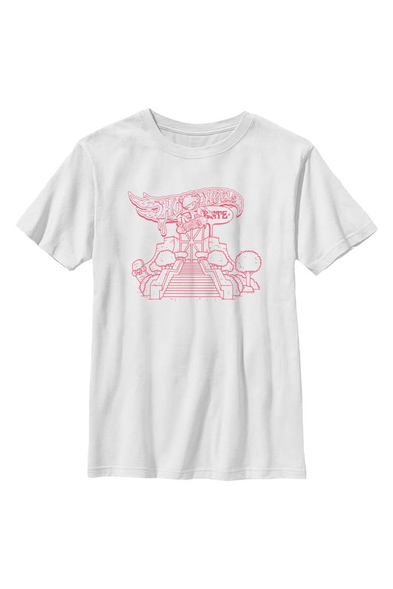 Boys Hot Wheels Skate Jumping Outline T Shirt, Main, color, White