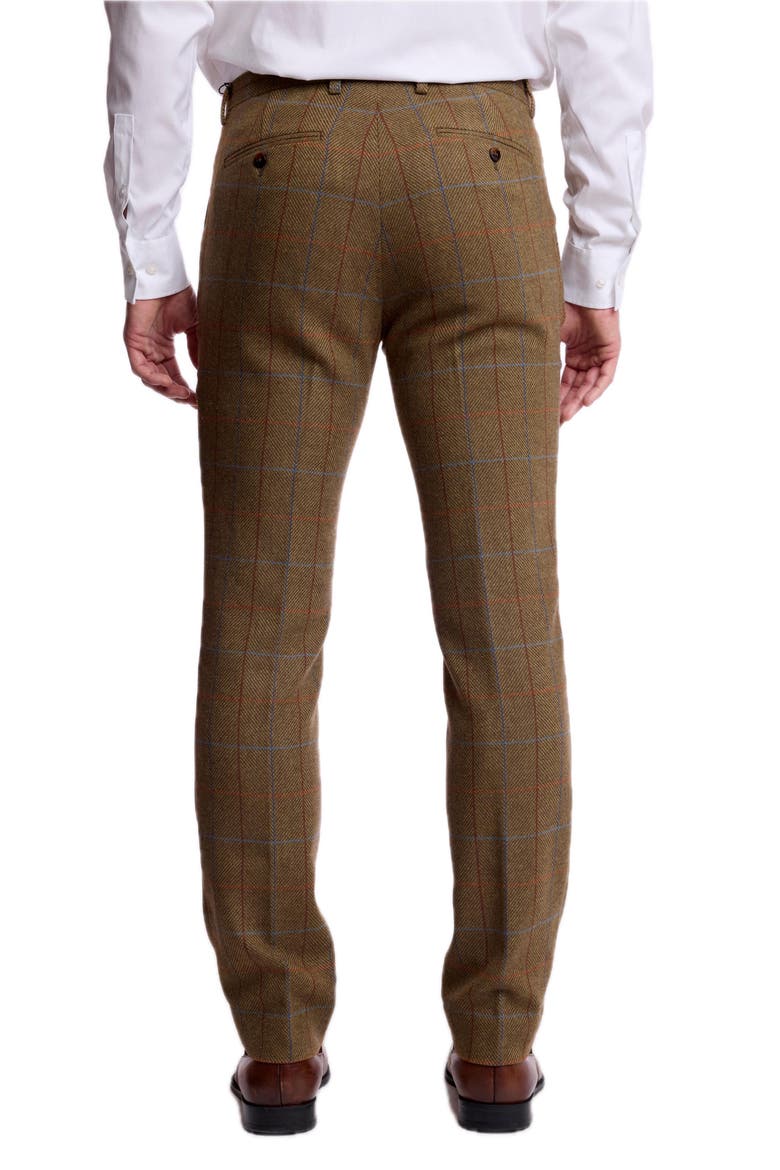 Slim Downing Herringbone Windowpane Pants, Alternate, color, ARMY HERRINGBONE WINDOWPANE