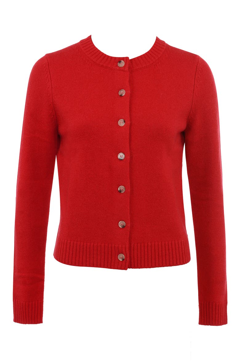 Signature Merino Wool & Cashmere Cardigan, Alternate, color, RED
