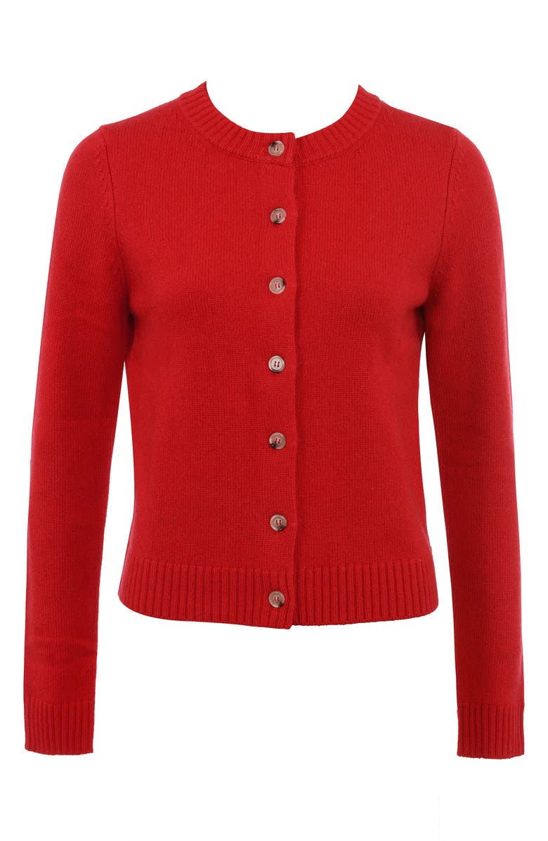HOUSE OF CB Signature Merino Wool & Cashmere Cardigan, Alternate, color, Red