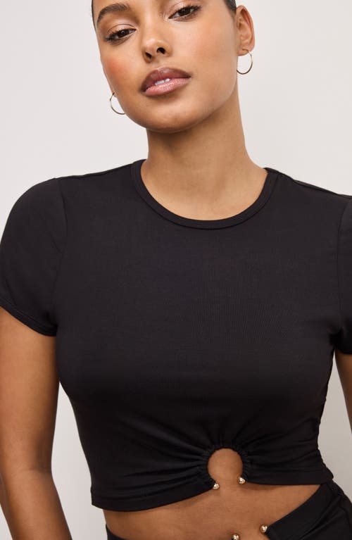 Shop Good American Metal Ring Jersey Crop Top In Black001
