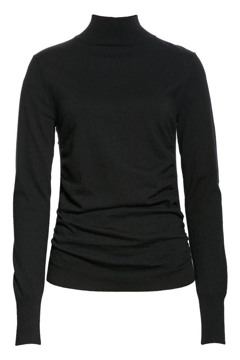 Luxe Silk Blend Turtleneck Sweater, Alternate, color, NOIR