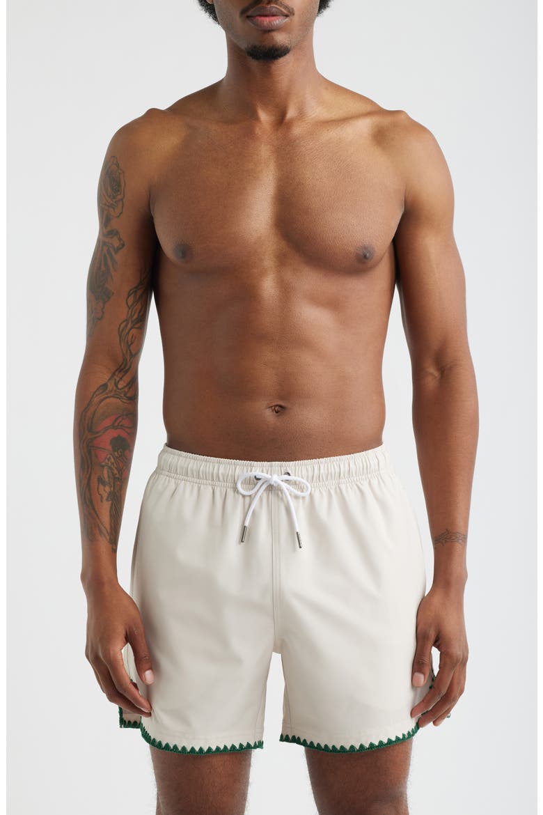 Golf Ball Stitch Swim Trunks, Main, color, WHITE