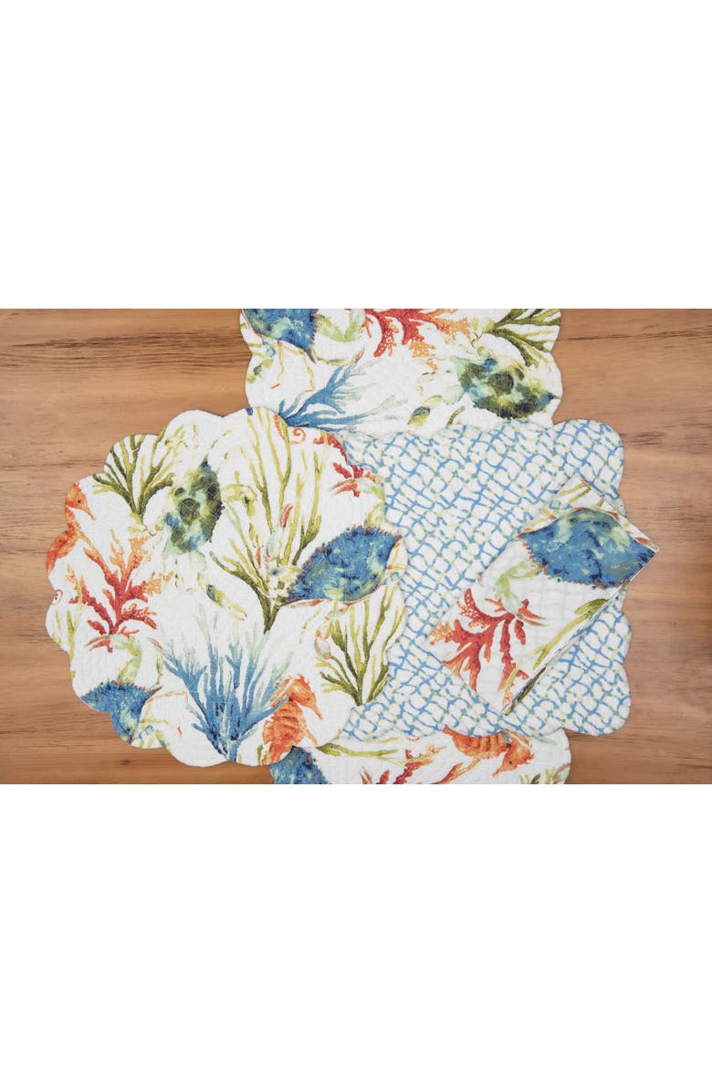 C&F Home Marino Quilted Reversible Colorful Coastal Placemats Set of 6, Alternate, color, Blue