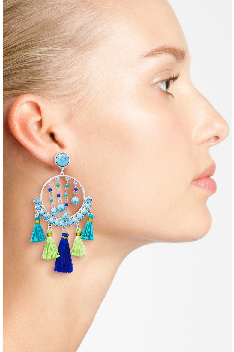 Tassel Drop Earrings, Alternate, color, BLUE MULTI