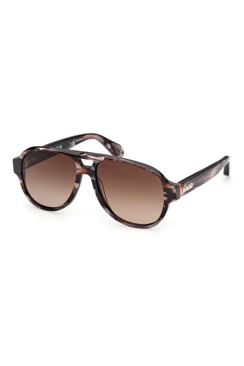58mm Gradient Pilot Sunglasses, Alternate, color, STRIPED BLACK AND PEARL GRAD