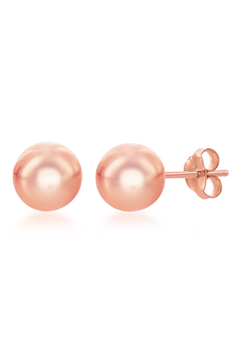 14K Rose Gold Plated Sterling Silver 10mm Ball Stud Earrings, Main, color, ROSE