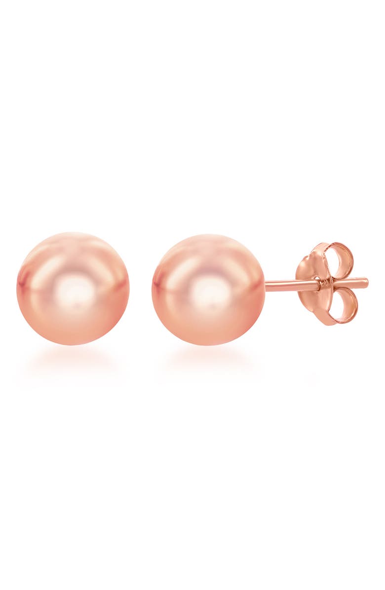 SIMONA 14K Rose Gold Plated Sterling Silver 10mm Ball Stud Earrings, Main, color, 