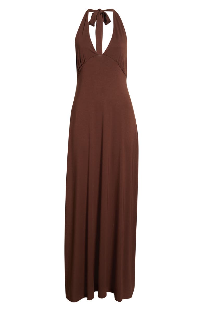 PacSun Third Charm Alexa Halter Maxi Dress, Alternate, color, Brown