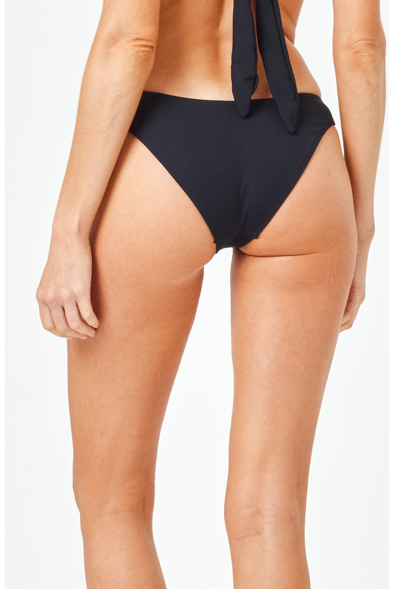 Rocky Ribbed Full Bikini Bottoms, Alternate, color, BLACK