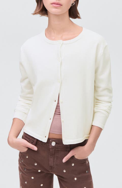 Crewneck Cotton Blend Cardigan
