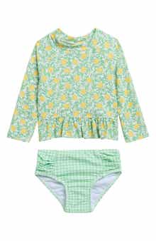 Lemon Long Sleeve UPF 50+ Two-Piece Rashguard Swimsuit