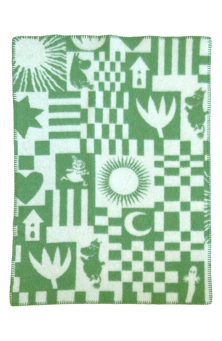 Klippan Kids' Moomin Play Lambswool Brushed Woven Blanket, Main, color, Green