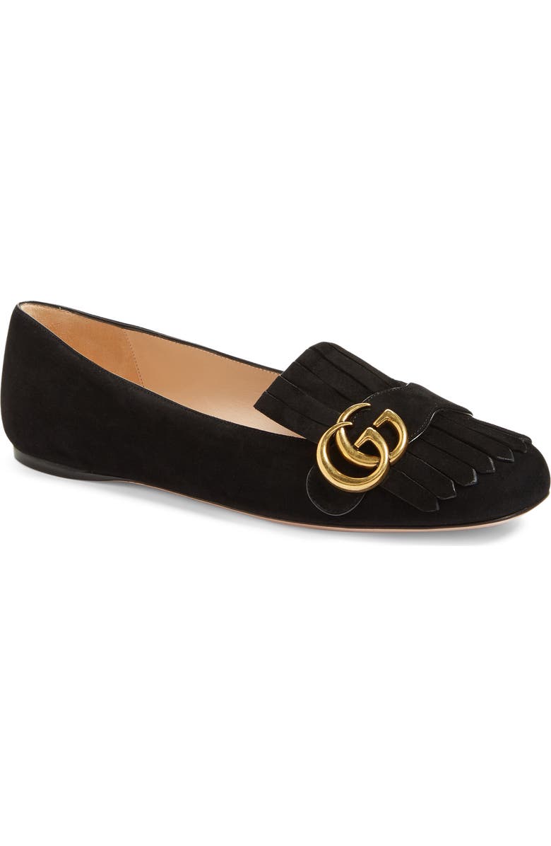 Gucci GG Marmont Fringe Flat, Main, color,