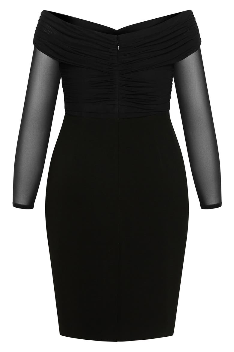 Anne Off the Shoulder Long Sleeve Corset Dress, Alternate, color, BLACK