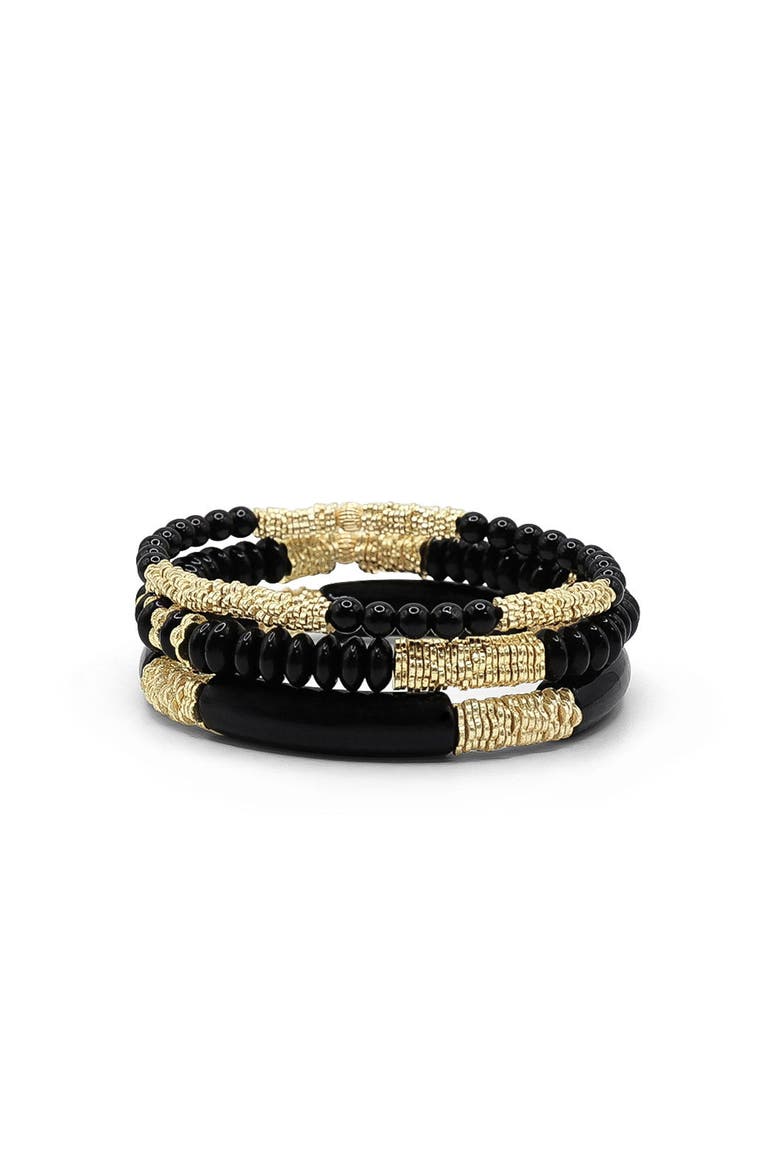 Midnight Beach Bracelet Stack, Main, color, Black