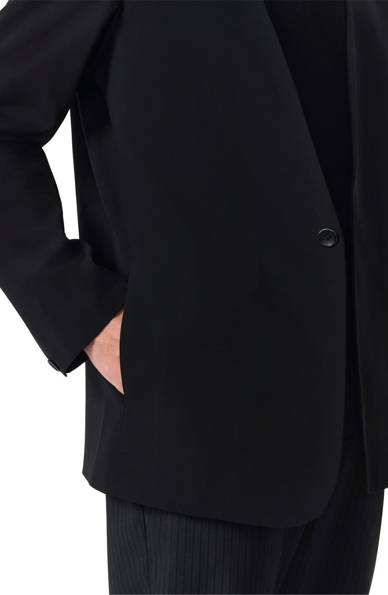 rag & bone Slim Fit Collarless Black Wool Blend Ripstop Sport Coat, Alternate, color, Black