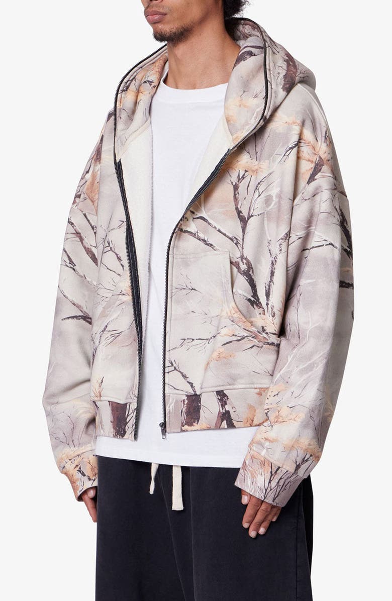 mnml Camo Print Oversize Cotton Full-Zip Hoodie, Alternate, color, 