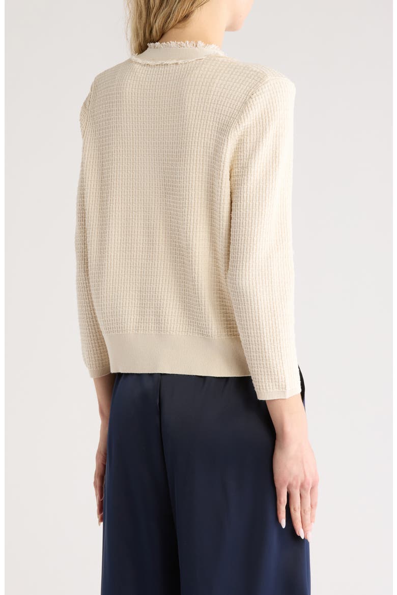 Frayed Waffle Knit Cardigan, Alternate, color, CREAM