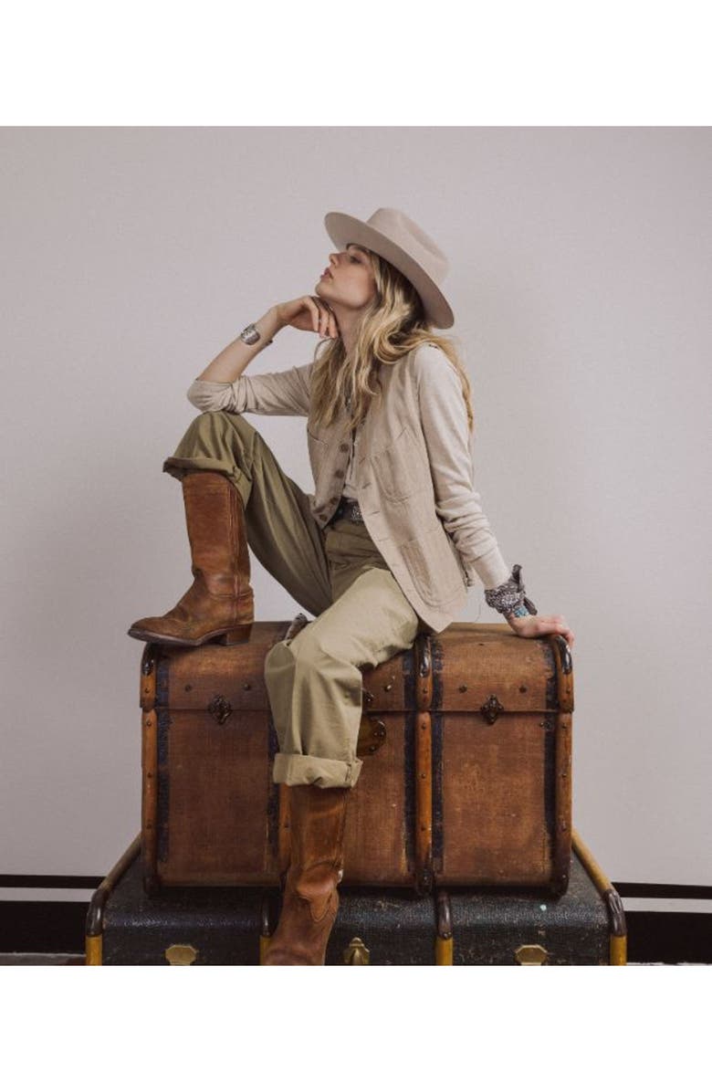 Fortela Double Pleat Cotton Trousers, Alternate, color, Leather