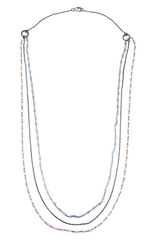 Samuel B. Beaded Rose Quartz & Blue Chalcedony Layered Necklace In Multi