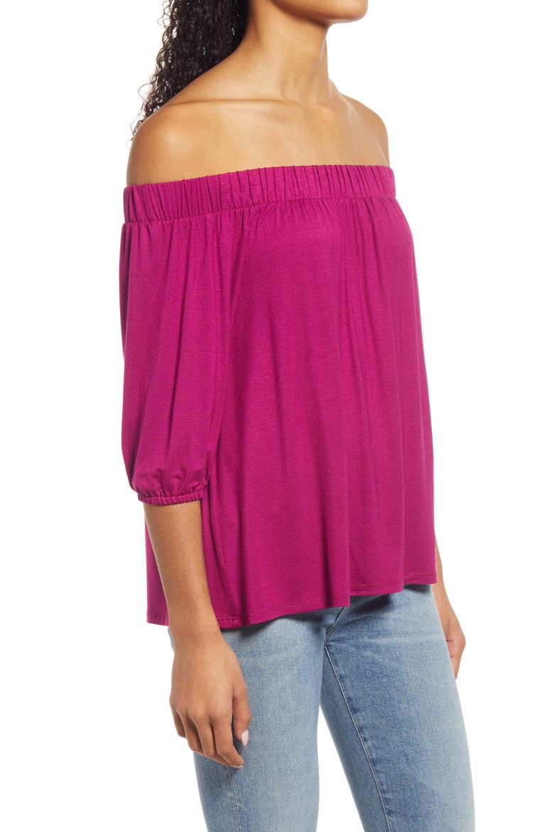 Off the Shoulder Top, Alternate, color, MAGENTA
