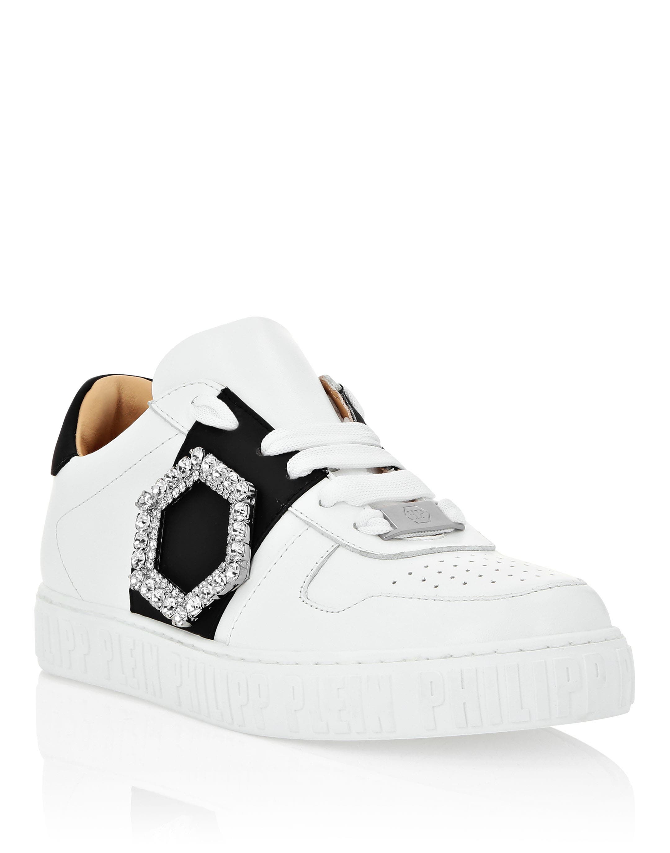 Leather Lo-Top Sneakers Women, Main, color, white/black