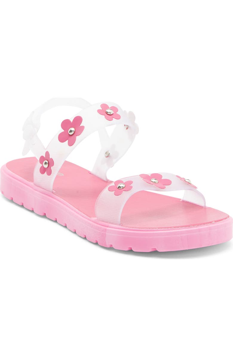 bebe Kids' Flower Rivet Double Strap Sandal, Main, color, Fuschia