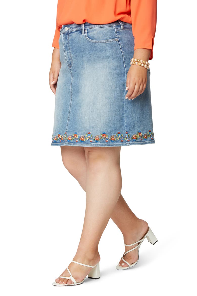 Embroidery Hem Denim Skirt, Alternate, color, CLEAN COHEED _ CLCOH
