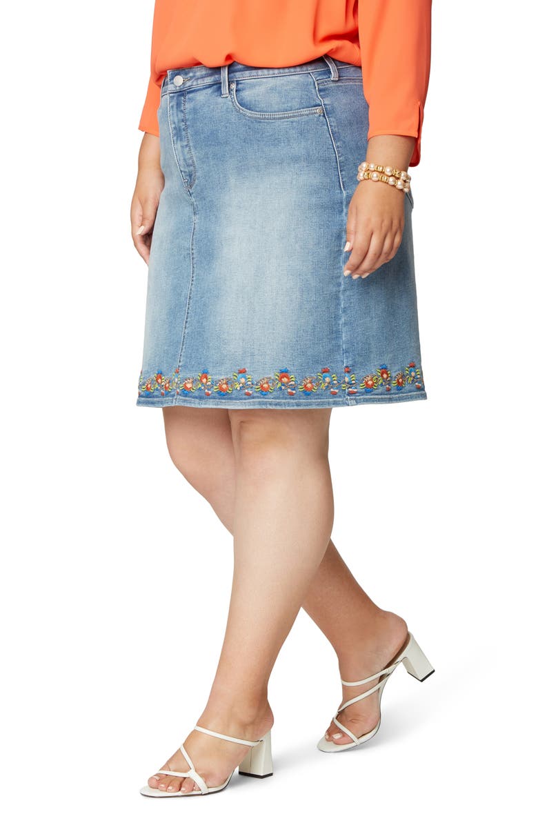 NYDJ Embroidery Hem Denim Skirt, Alternate, color,