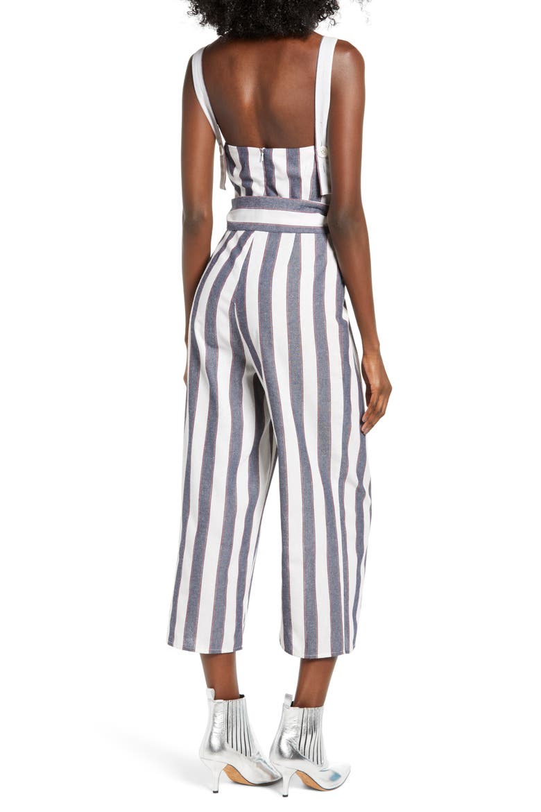 Stripe Crop Jumpsuit, Alternate, color, NAVY/ IVORY