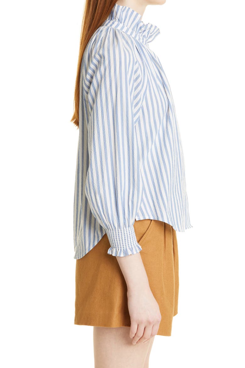 Calisto Ruffle Collar Blouse, Alternate, color, BLUE/ WHITE