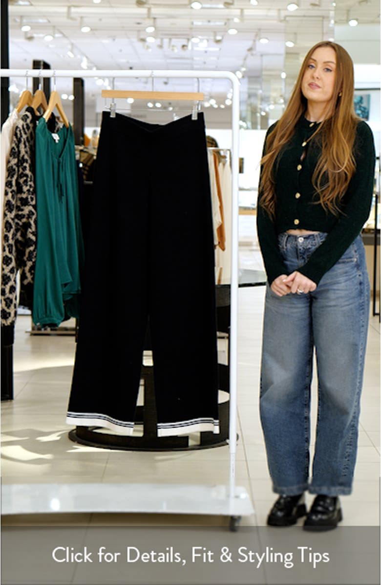 Contrast Stripe Wide Leg Knit Pants, sales video thumbnail