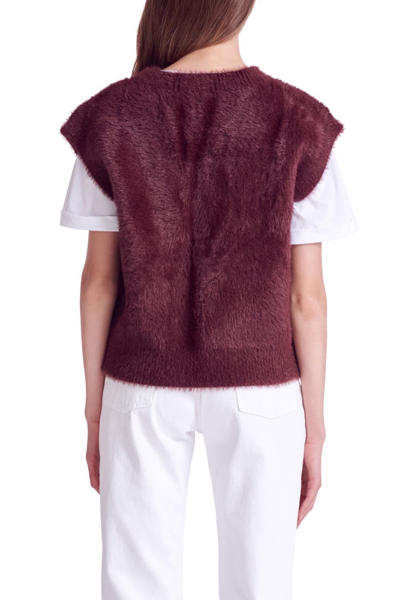 Plush Short Sleeve Sweater, Alternate, color, BURGUNDY