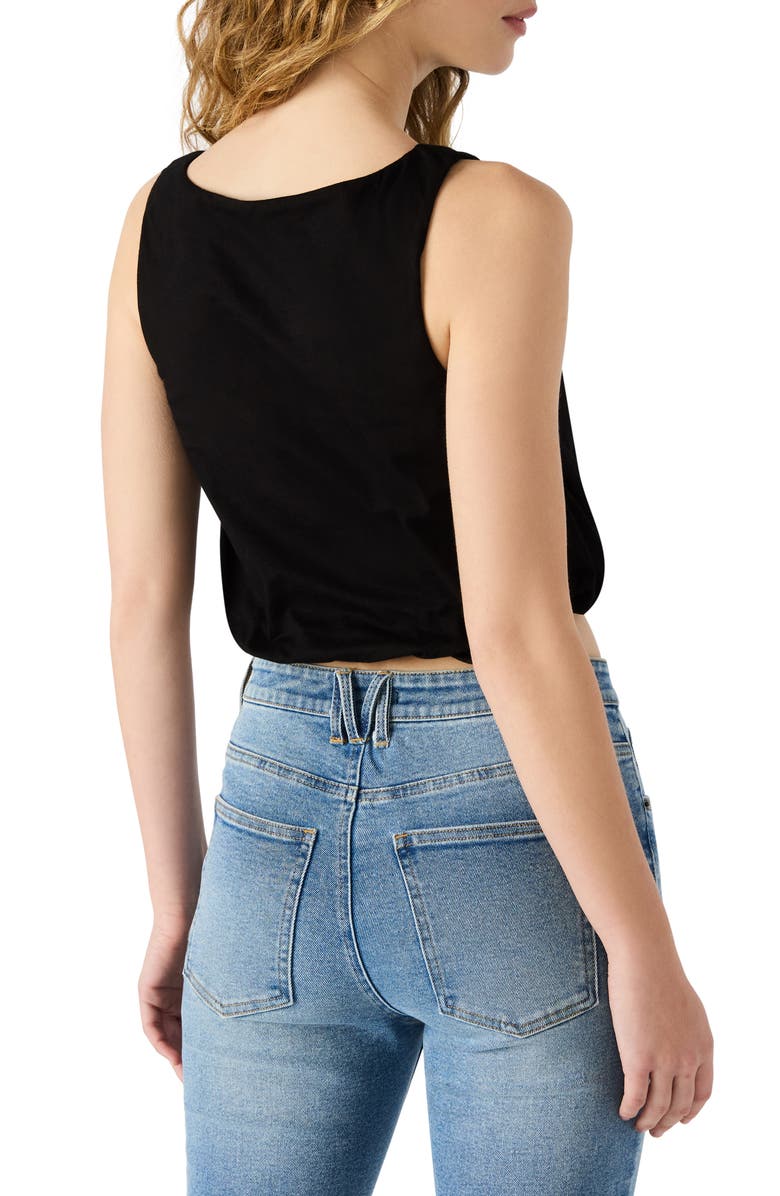 Steve Madden Alta Bubble Hem Cotton Crop Tank, Alternate, color, Black