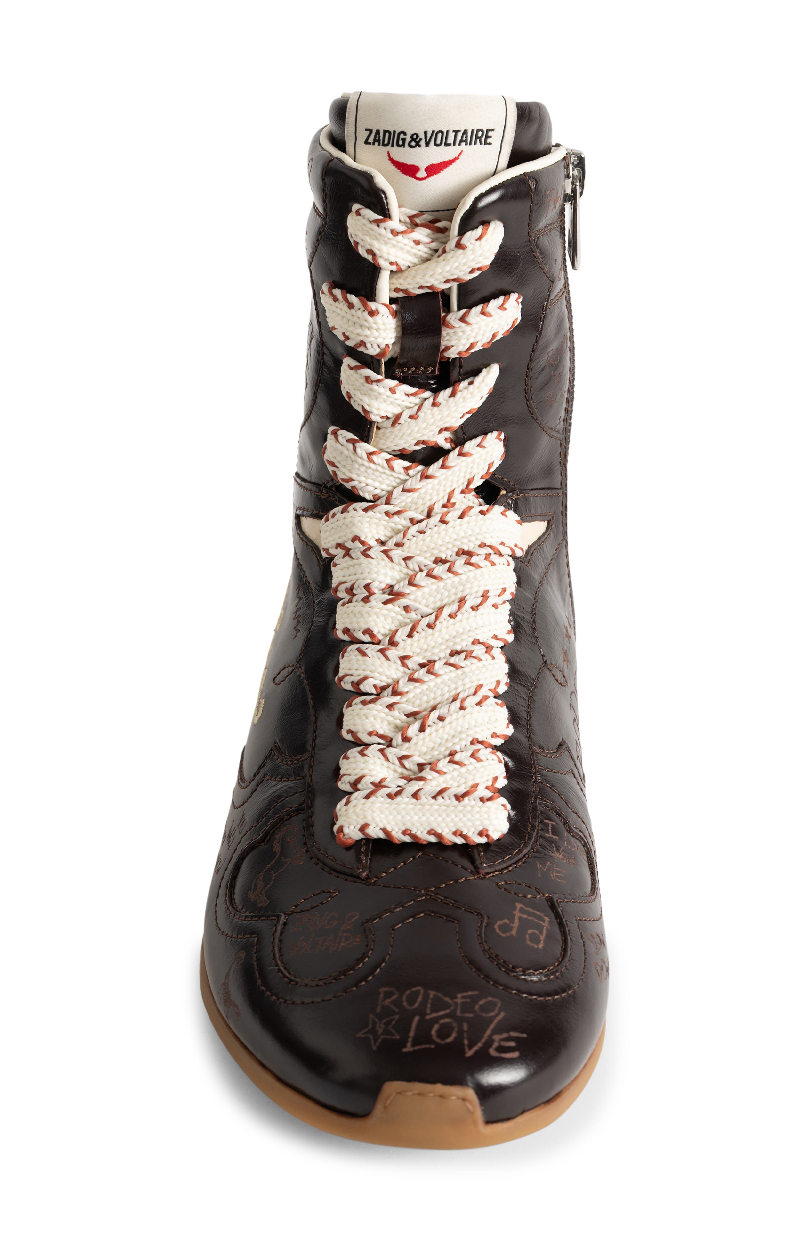 ZV Dance Leather High Top Sneaker, Alternate, color, BROWNIE