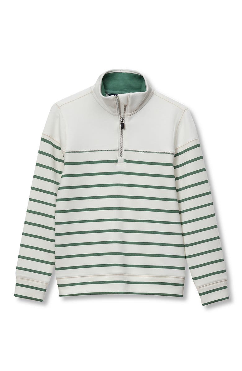 Lands' End Boys Half Zip Pullover, Main, color, Birch/Spruce Green Stripe